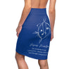 Pisces Mantra Pencil Skirt - Blue