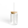 Virgo Mantra Eco-Friendly Sipper Glass, Reusable Drinkware, Perfect for Smoothies, Water, Gifts for All Occasions, Sustainable Lifestyle, Bamboo Lid