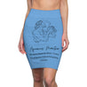 Aquarius Mantra Pencil Skirt - Light Blue