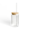 Libra Mantra Eco-Friendly Sipper Glass, Reusable Drinkware, Perfect for Smoothies, Water, Gifts for All Occasions, Sustainable Lifestyle, Bamboo Lid