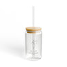 Libra Mantra Eco-Friendly Sipper Glass, Reusable Drinkware, Perfect for Smoothies, Water, Gifts for All Occasions, Sustainable Lifestyle, Bamboo Lid