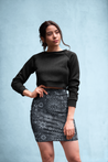 Women's Starry Night Pencil Skirt - Black